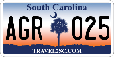 SC license plate AGR025