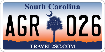 SC license plate AGR026