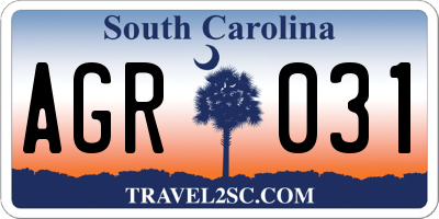 SC license plate AGR031