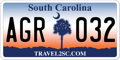 SC license plate AGR032