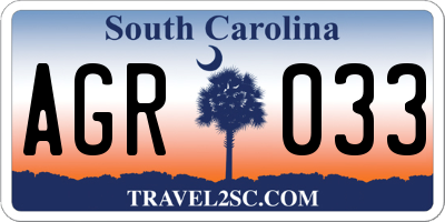 SC license plate AGR033