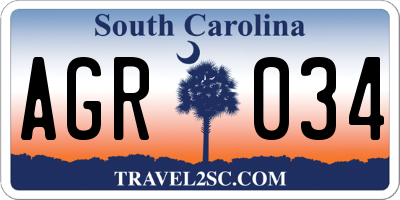 SC license plate AGR034