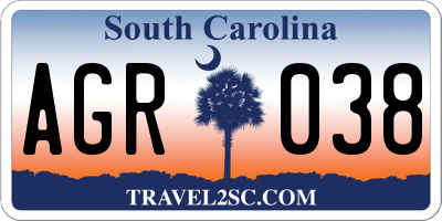 SC license plate AGR038