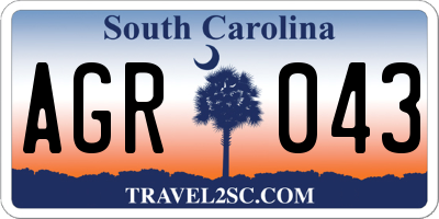 SC license plate AGR043