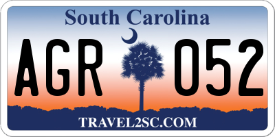 SC license plate AGR052