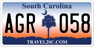 SC license plate AGR058