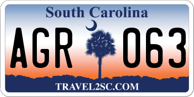 SC license plate AGR063