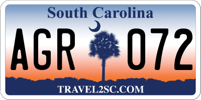SC license plate AGR072