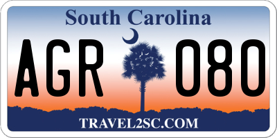 SC license plate AGR080