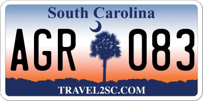 SC license plate AGR083