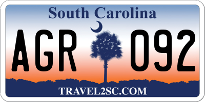 SC license plate AGR092