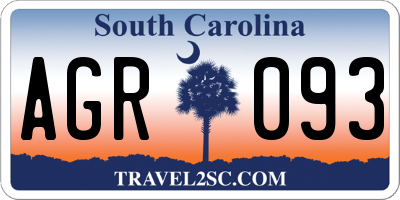 SC license plate AGR093