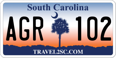 SC license plate AGR102