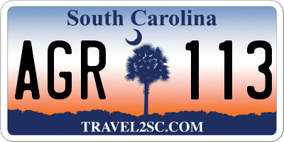 SC license plate AGR113