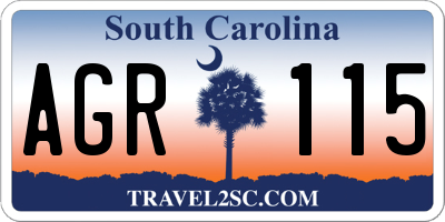 SC license plate AGR115