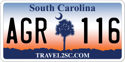 SC license plate AGR116