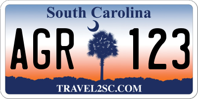 SC license plate AGR123