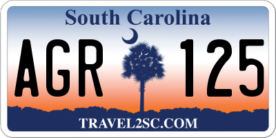 SC license plate AGR125