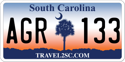 SC license plate AGR133