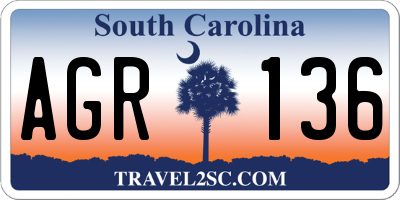 SC license plate AGR136