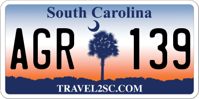 SC license plate AGR139
