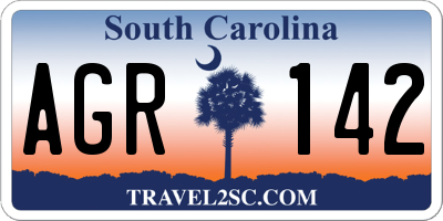 SC license plate AGR142