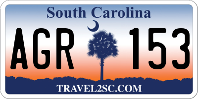 SC license plate AGR153