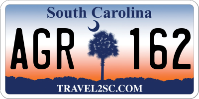 SC license plate AGR162