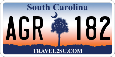 SC license plate AGR182