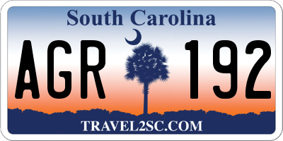 SC license plate AGR192