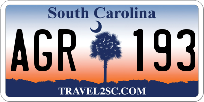 SC license plate AGR193