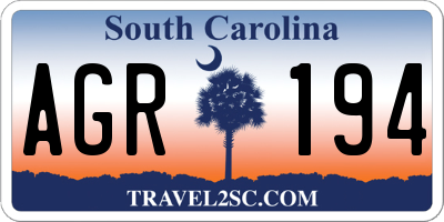 SC license plate AGR194