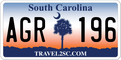 SC license plate AGR196
