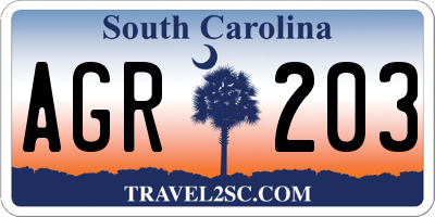 SC license plate AGR203