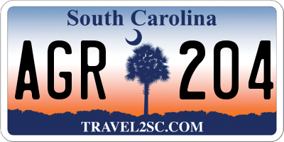 SC license plate AGR204