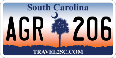 SC license plate AGR206