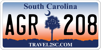 SC license plate AGR208