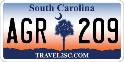 SC license plate AGR209