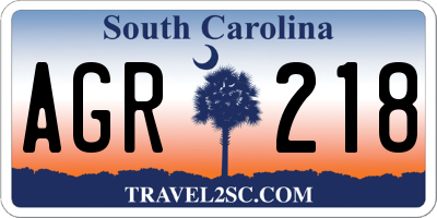 SC license plate AGR218