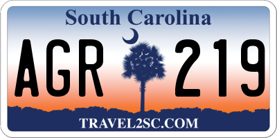 SC license plate AGR219