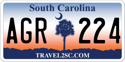 SC license plate AGR224
