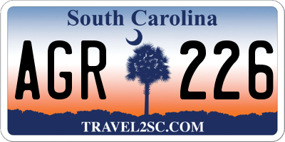 SC license plate AGR226
