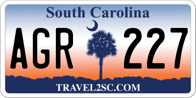 SC license plate AGR227