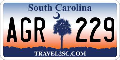 SC license plate AGR229