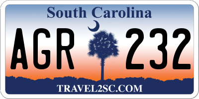 SC license plate AGR232