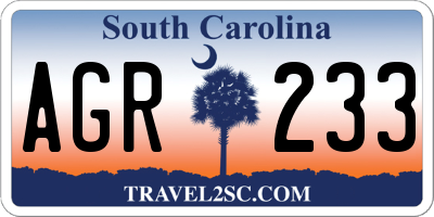 SC license plate AGR233