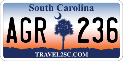SC license plate AGR236