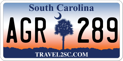 SC license plate AGR289