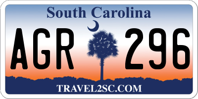 SC license plate AGR296