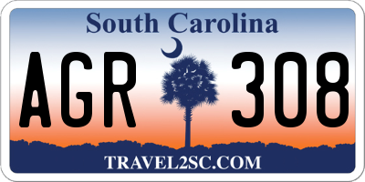 SC license plate AGR308